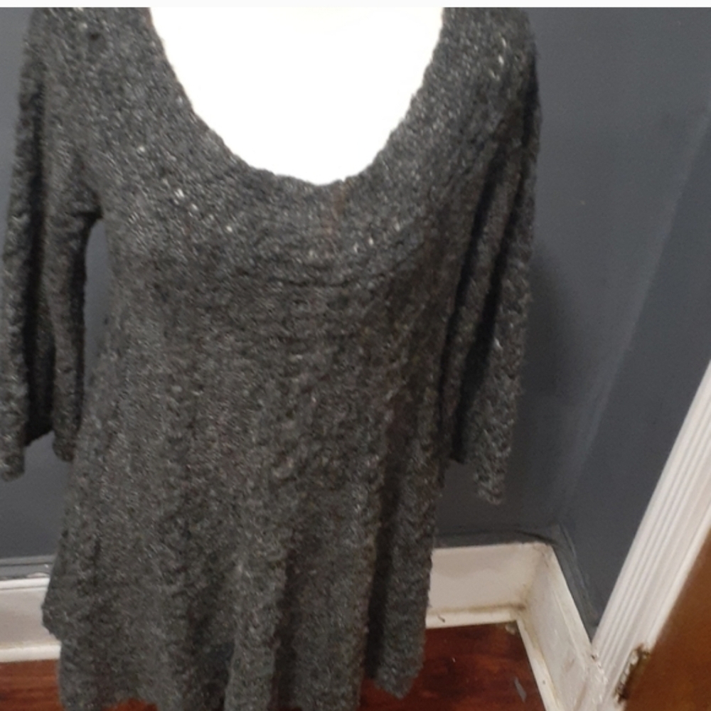 Free people gray cable  knitted sweater dress/top size medium - Picture 12 of 12